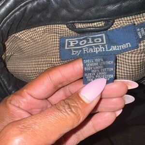 Ralph Lauren Polo Black Leather Jacket XXL Blue Label